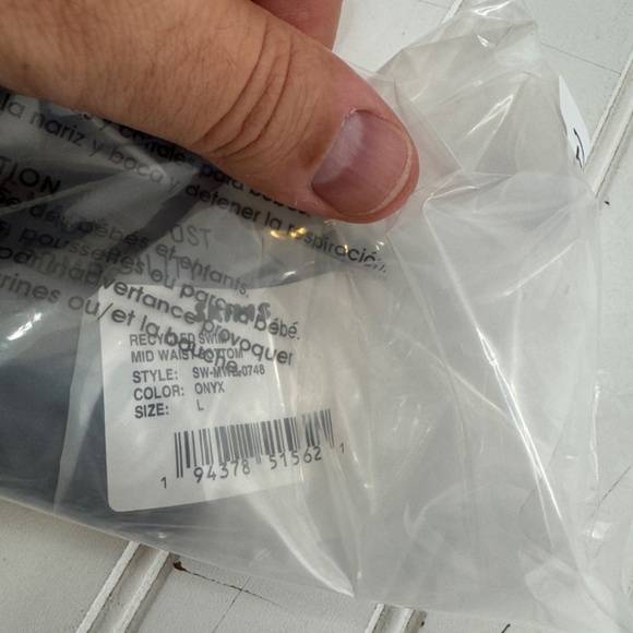 NWT Skims Recycled Swim Mid Waist Bottom Onyx Black Large - Picture 6 of 6